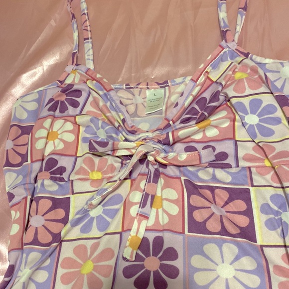 Flower Power Purple Hippie Night Dress - Picture 2 of 3